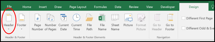 how to set different header in excel 2016 for mac